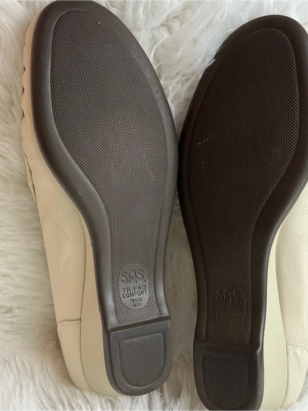 SAS Cream Leather Slip-On Moc Loafers for Women